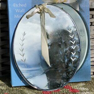 VTG NIB Etched Mirror Frosted Beveled Oval Vanity Wall Whimsygoth Shabby Chic